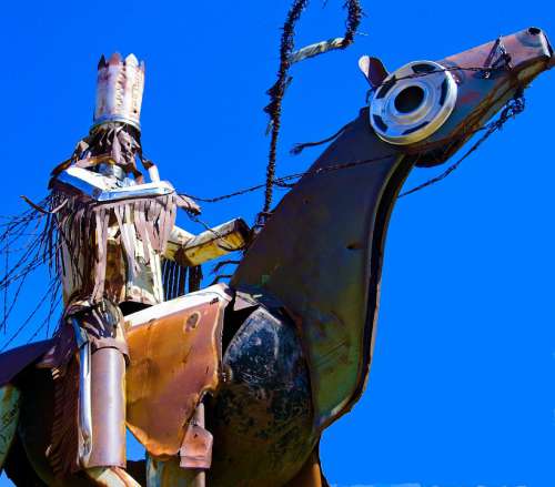 Blackfeet Warriors Statue Sculpture Metal Scrap