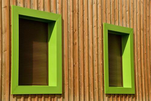 Building Window Structure Wood Green Facade