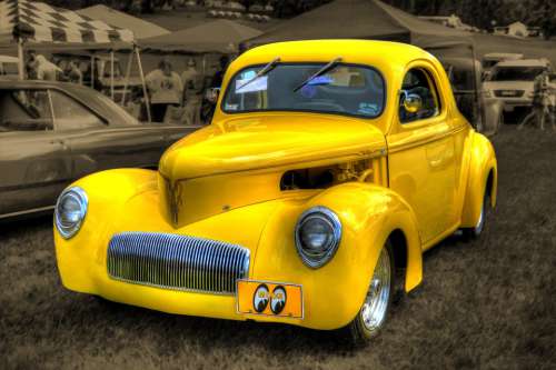 Car Antique Collectible Vintage Yellow Retro Old