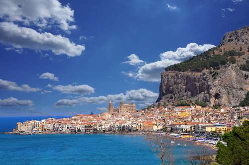 Cefalu View Italy Sicily Landscape Summer