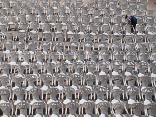Chairs White Audience Cleaning Outdoor Stage Blank