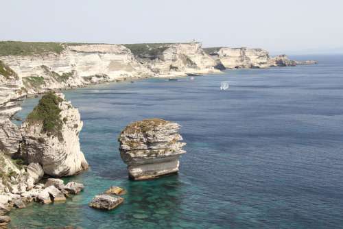Cliffs Bonifacio Corsica Sea Summer Corsican