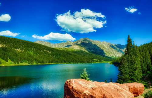 Colorado Lake Reflections Sky Clouds Mountains