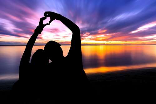 Couple Love Romance Two Heart Silhouette