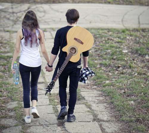 Couple Boy Girl Romance Together Romantic Guitar