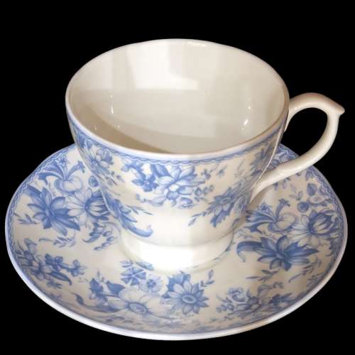 Cup And Saucer White And Blue China Cup Saucer