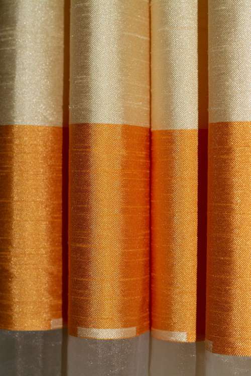 Curtain Orange Fabric Background Close Up Material