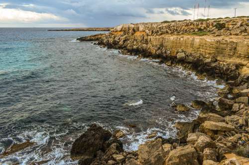 Cyprus Cavo Greko Landscape Nature Sea Rock Cliff