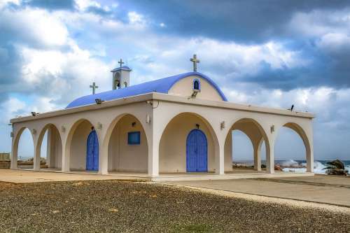 Cyprus Ayia Thekla Church Architecture White Blue