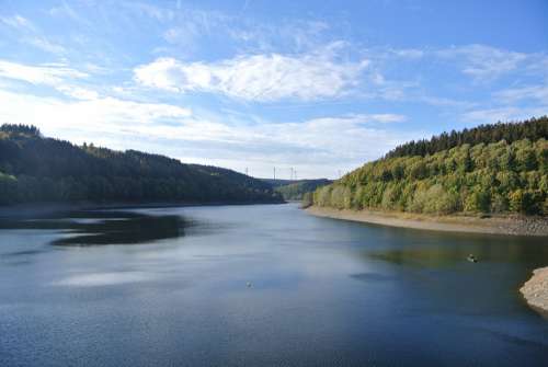 Dam Water Landscape Germany North Rhine-Westphalia