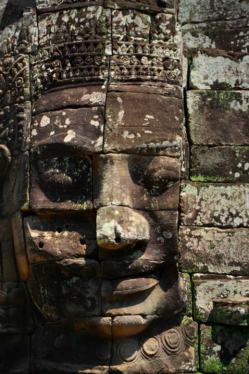 Face Mystical Old Angkor Tom Mysticism Shattered