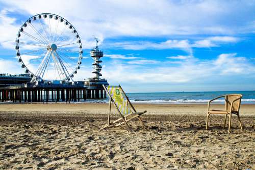Ferris Wheel Beach Sea Vacations Sand