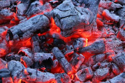 Fire Carbon Embers Burn Flame Hot Barbecue