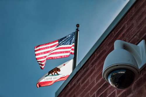 Flag American Californian Surveillance Camera
