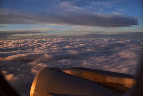 Flight Sunrise Sun Engine Mood Dusk Clouds