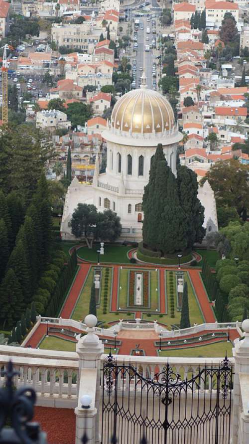 Garden Mosque Israel Large City Of Haifa