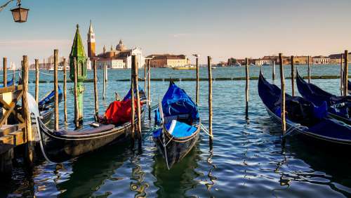 Gondolas Venice Channel Boats