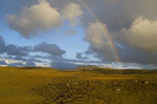 Hill Scotland Rainbow Lighting Mood Nature