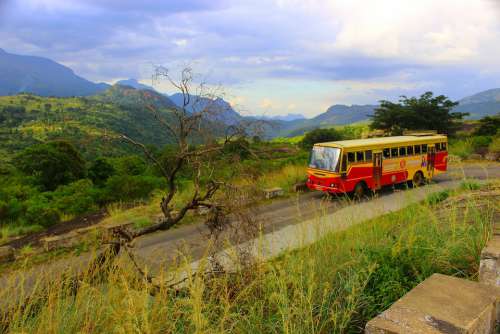 Hill Station Bus High Landscape Mountain Travel