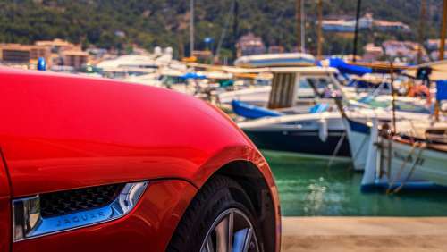 Jaguar Automotive Sports Car Chrome Red Marina