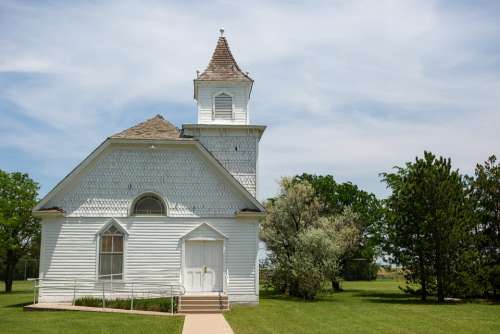 Kansas Church Rural Grass Steeple
