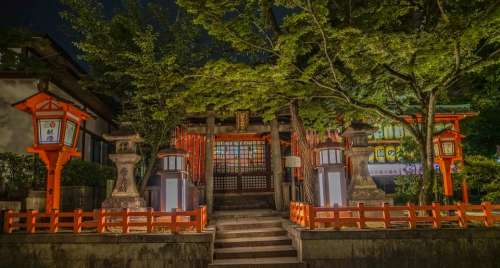 Kyoto Japan Gion Temple Night Japanese