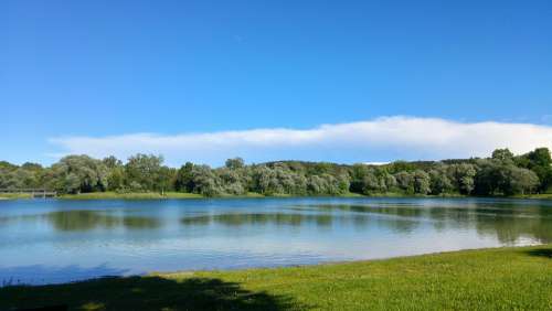 Lake Forest Water Landscape Nature Trees Scenic