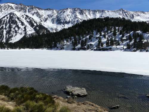 Landscape Nature Mountain Winter Lake Ice Cold