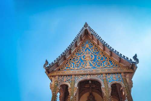 Laos Temple City Asia Buddhist Travel Background