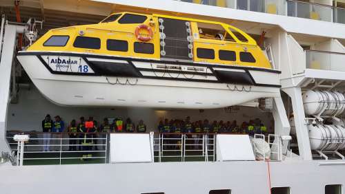 Lifeboat Sloepenrol Cruise Ship Crew Vessel Yellow