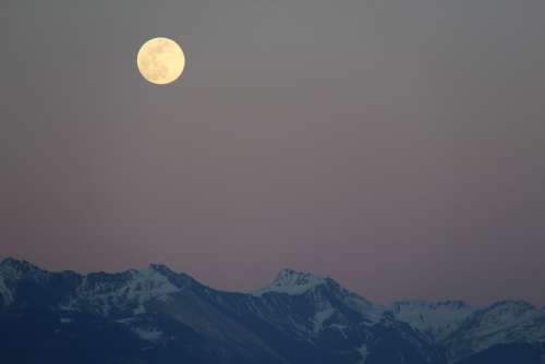 Luna Superluna Sky Horizon Night Atmosphere