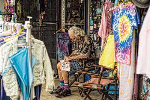 Man Cloth Sitting Shop Outdoor Natural Light