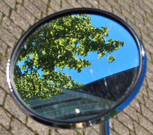 Mirror Vespa Summer Sky Tree Leaves Design