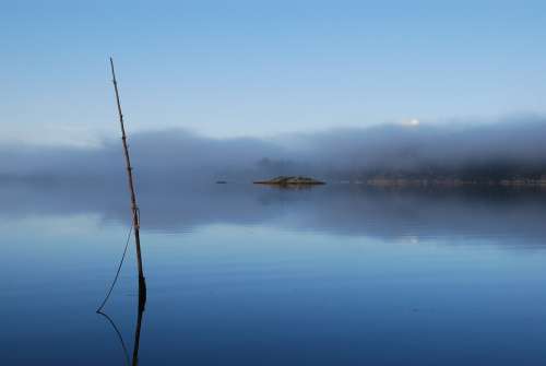 Mist Morning Fjord The Gullmar Fjord Blue Sea