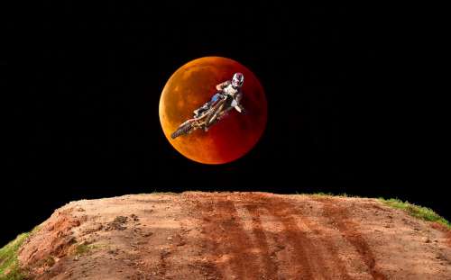 Motocross Dirt Bike Jump Blood Moon Ramp Dangerous