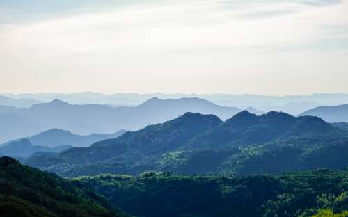 Mountain Landscape Green Mist China Sky