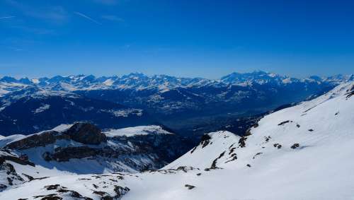 Mountains Snow Rocks Winter Landscape Mont Blanc