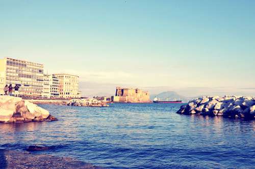 Naples Italy Sea Vesuvius Landscape Tourism City