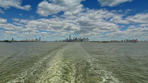 New York Cityline Water Ship Eddy Skyline