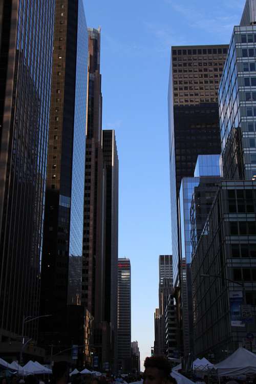 New York Skyscraper Street Canyon Tower Metropole