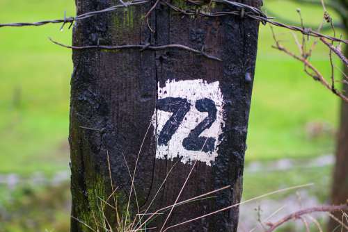 Number 72 Post Canal Side Painted Black White