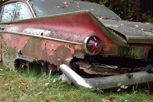 Old Car Rusting Broken Decay