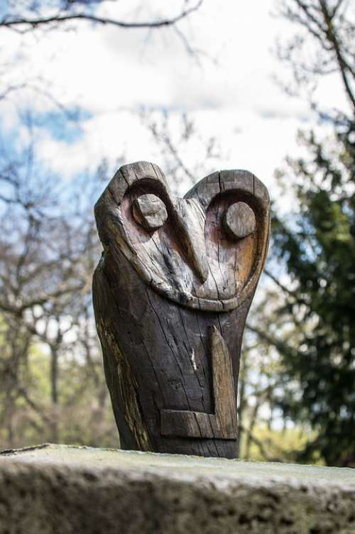 Owl Plastic Art Sculpture Statue Wood