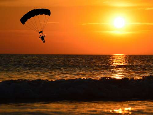 Paraglider Sunset Paragliding Parachute Silhouette