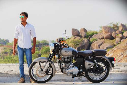 Person Bike Royal Enfiled Nature India Boy