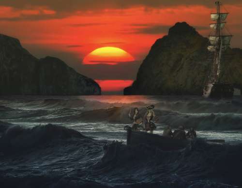 Photo Montage Pirates Of The Sunset Sea Island