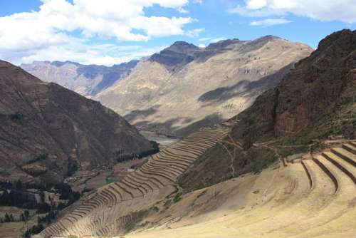 Pisac Peru Andes Mountains Terraces Inca Ancient