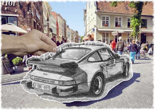 Porsche Brugge Street Car Bruges Travel City