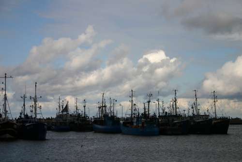 Port Fishing Vessels Sea Boats