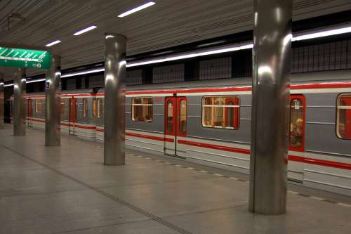 Prague Metro Underground Railway Station Train